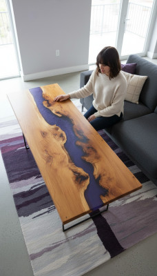 Table dining table tables epoxy resin epoxy real wood solid design furniture 250x90 New