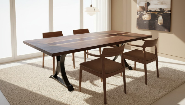 Epoxy Resin Dining Table Real Wood Solid Furniture Waterfall Epoxy Table 240x100cm