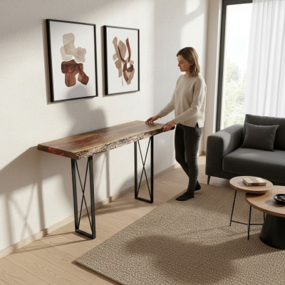 Handmade massive coffee table designer table epoxy console tables