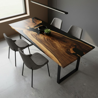 Table dining table tables epoxy resin epoxy real wood solid furniture waterfall
