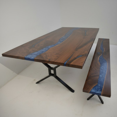 Design table, bench, dining table, kitchen table, tables, benches, solid real wood, living room