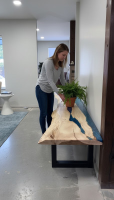 Epoxy resin dining table real wood solid furniture waterfall epoxy table 250x60cm