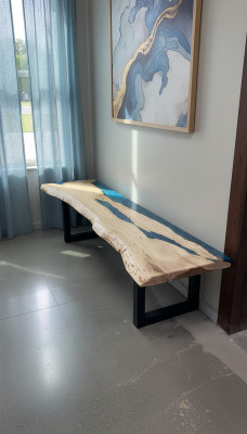 Epoxy resin dining table real wood solid furniture waterfall epoxy table 250x60cm