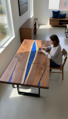 Waterfall table epoxy resin dining table epoxy tables real wood solid furniture