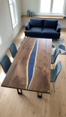 Waterfall table epoxy resin dining table epoxy tables real wood solid furniture