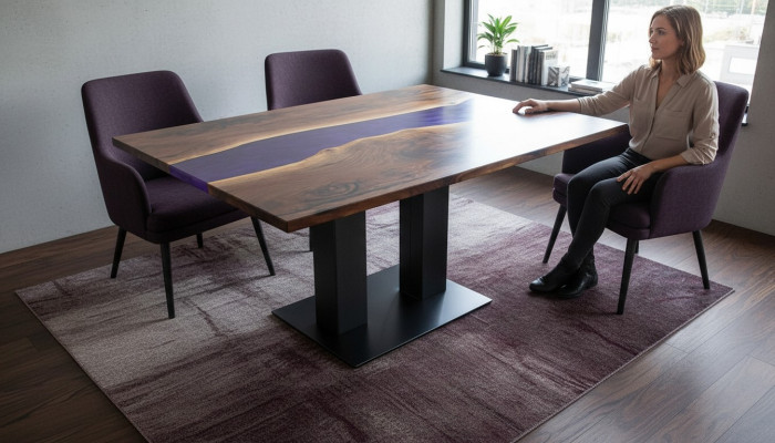 Table Epoxy Resin Flow Real Wood Price 1 sqm Customized Tables