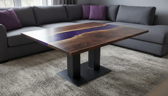 Table Epoxy Resin Flow Real Wood Price 1 sqm Customized Tables