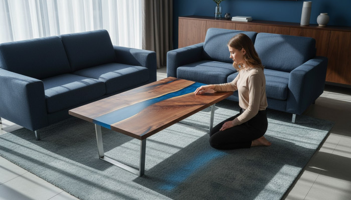 Custom epoxy table made of resin flow, genuine wood, price per 1 square meter tables resin