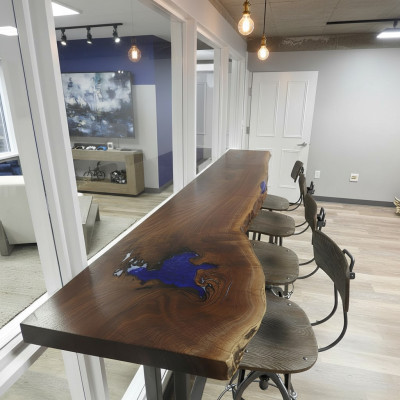 Epoxy Counter Bar Table Real Wood Solid Furniture Waterfall Epoxy Table 240x70