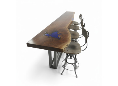 Epoxy Counter Bar Table Real Wood Solid Furniture Waterfall Epoxy Table 240x70
