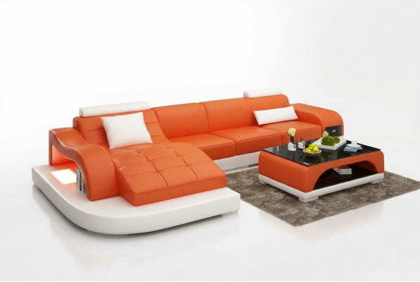 Corner sofa living landscape leather sofa designer sofa couch upholstered corner sofa orange