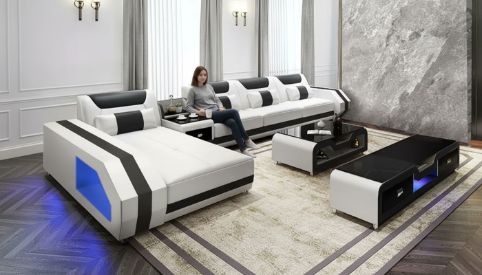 Corner sofa upholstery corner sofa L-shape coffee table modern sofa living area 2-piece set new