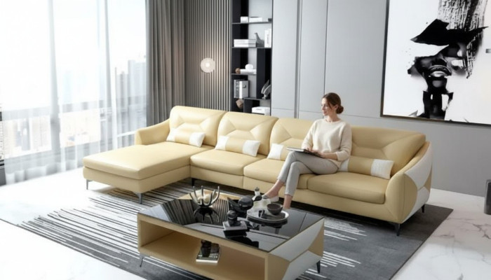 Corner sofa upholstered corner sofa L-shape modern coffee table sofa living landscape 2-piece new.