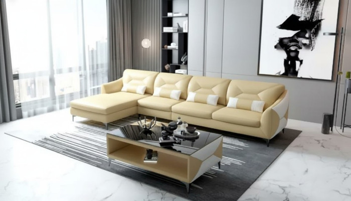 Corner sofa upholstered corner sofa L-shape modern coffee table sofa living landscape 2-piece new.