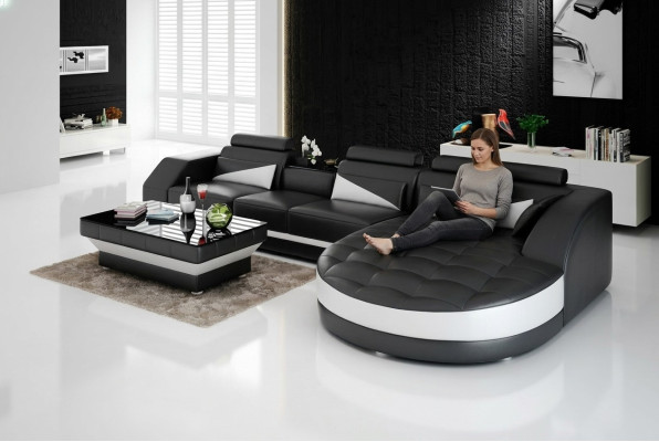 Designer corner sofa living landscape leather sofa sofa sofa couch upholstered L-shape orange