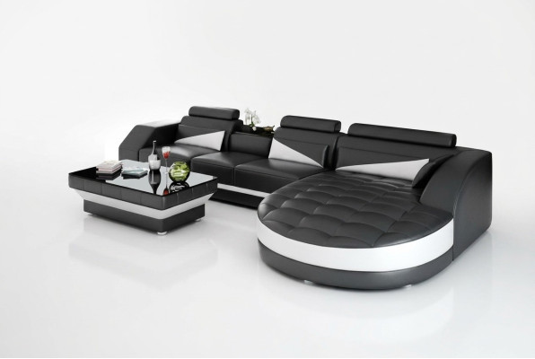 Designer corner sofa living landscape leather sofa sofa sofa couch upholstered L-shape orange