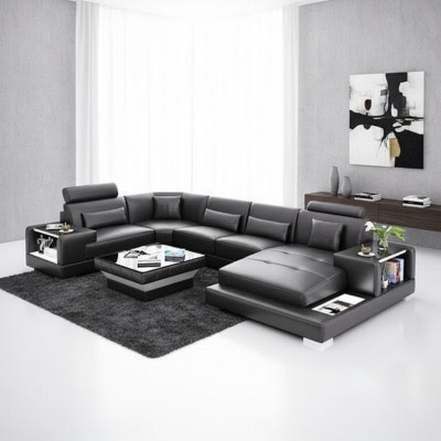 Corner sofa living landscape corner couch coffee table sofa U-shape leather sofa couch 2-piece new