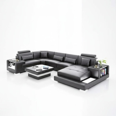 Corner sofa living landscape corner couch coffee table sofa U-shape leather sofa couch 2-piece new
