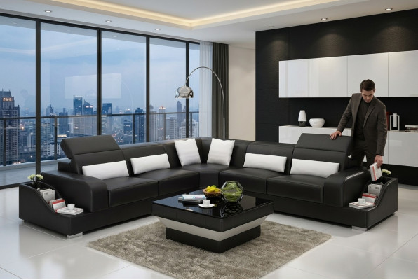 Leather sofa corner couch upholstered suite sofa couch living landscape upholstery corner suite