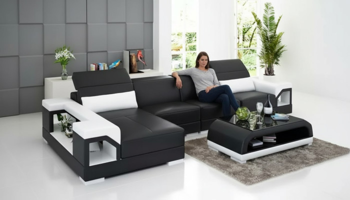 Corner sofa upholstered corner sofa modern L-shape coffee table sofa living landscape 2-piece. New