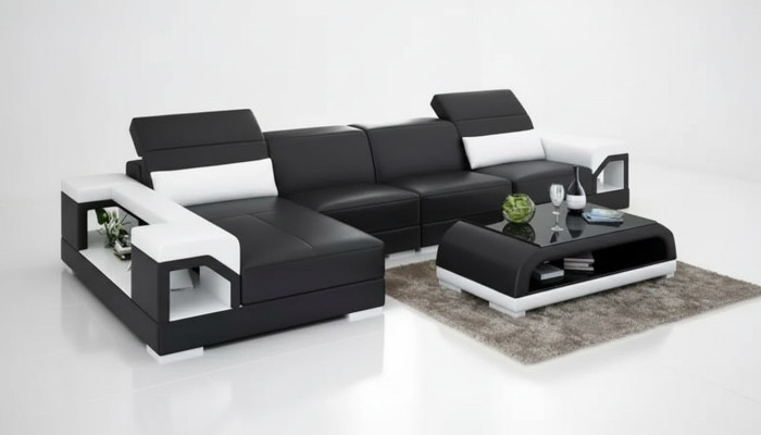 Corner sofa upholstered corner sofa modern L-shape coffee table sofa living landscape 2-piece. New