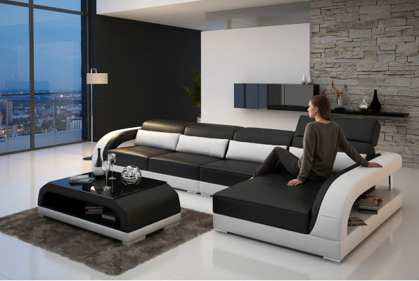Leather-cushion design corner sofa corner couch sofa L shape living room