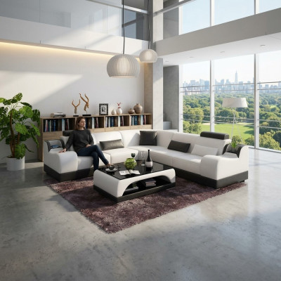 Design corner sofa living room modern corner couch leather upholstery couch sofa
