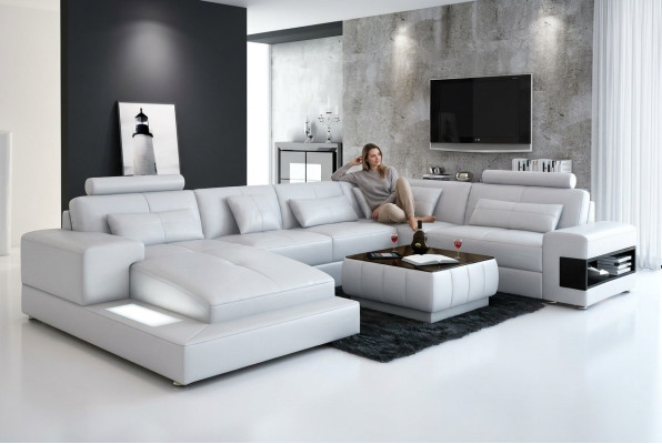 Corner sofa couch upholstered living area sofa 2-piece set coffee table corner suite