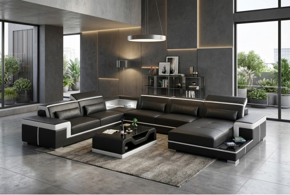 Corner sofa design modern living room furniture corner couch leather upholstery couch