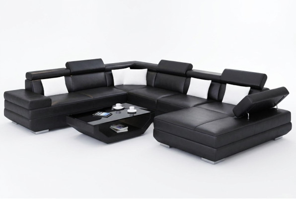 Corner sofa living room design modern sectional leather upholstery couch sofa
