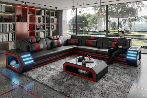 Leather cushion design living room corner sofa corner couch sofa L-shaped seating area