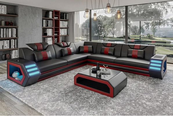 Leather cushion design living room corner sofa corner couch sofa L-shaped seating area
