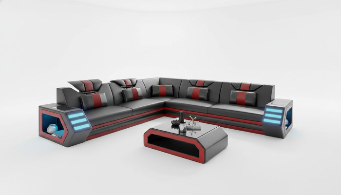 Leather cushion design living room corner sofa corner couch sofa L-shaped seating area