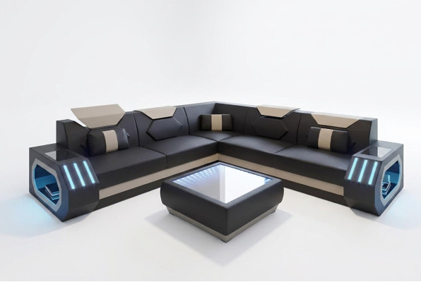 Corner sofa leather upholstery design living room sectional couch sofa L-shaped living landscape