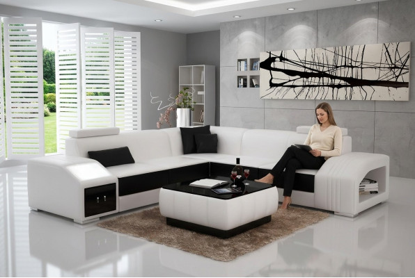 Leather upholstered design corner sofa couch sofa L shape living area living room corner couch