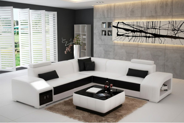 Leather upholstered design corner sofa couch sofa L shape living area living room corner couch
