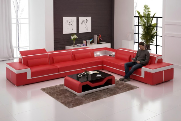 Leather cushion design corner sofa living room sectional couch L-shaped sofa landscape