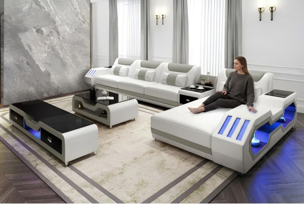 Leather upholstery design corner sofa corner couch sofa L-shaped living landscape