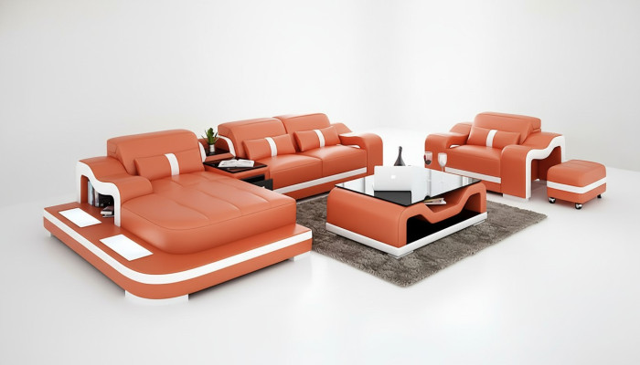 Designer sofa corner sofa L shape armchair seat cushion upholstery living landscape leather sofa