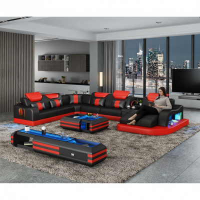 Corner sofa upholstery corner sofa sideboard U-shape coffee table leather sofa living landscape new