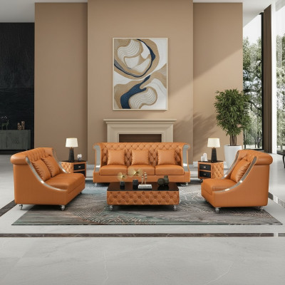 Chesterfield Leather Sofa Couch Upholstery Complete Set Suite 6-piece Seating Set Leather