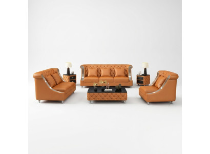 Chesterfield Leather Sofa Couch Upholstery Complete Set Suite 6-piece Seating Set Leather