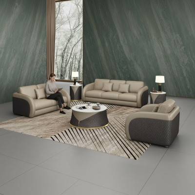 Leather Designer Sofa Set Upholstery 6-piece Set Sofas Coffee Table