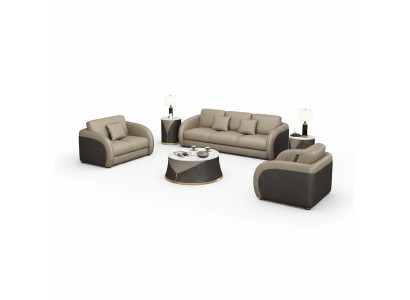 Leather Designer Sofa Set Upholstery 6-piece Set Sofas Coffee Table