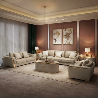 Design living landscape sofa set 3+2 seater leather sofa living room