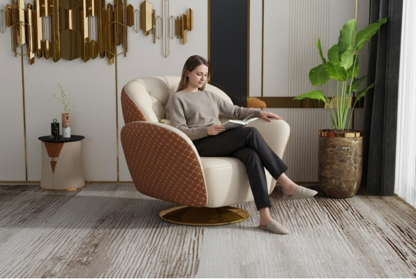 Armchair Single Seater Relax 360° Swivel Chair Upholstered Leather Armchair Sofa Club