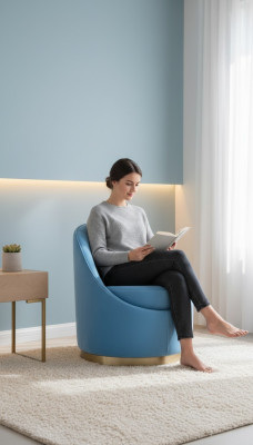 Blue Design Hotel Lounge Club Armchair Upholstered Chairs Living Room