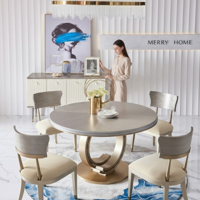 Complete dining room set round table + 4x armchairs