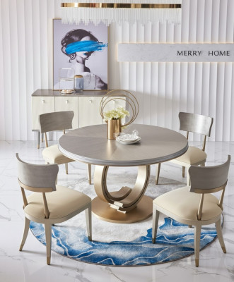 Complete dining room set round table + 4x armchairs