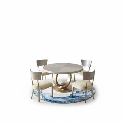 Complete dining room set round table + 4x armchairs